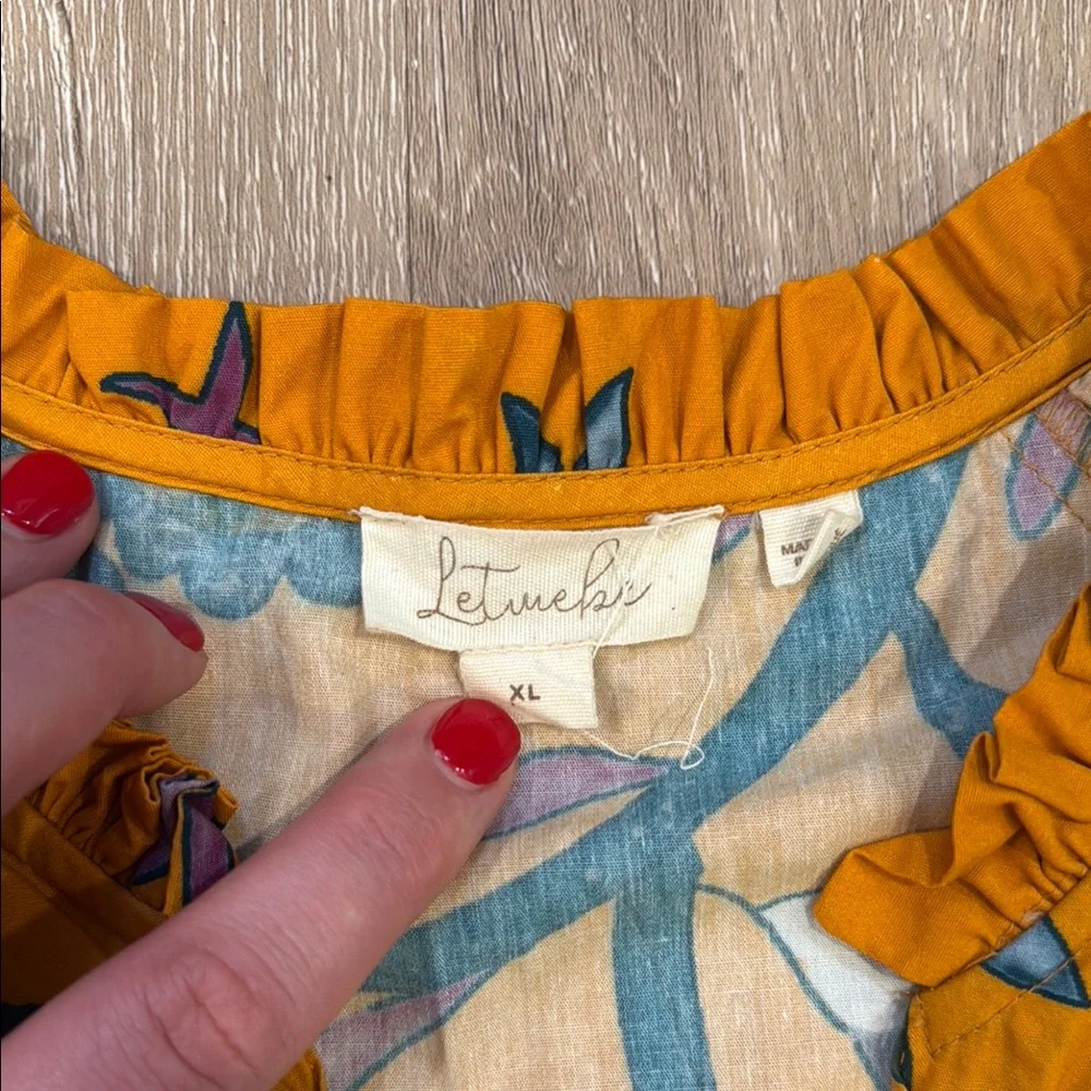 Anthropologie Let Me Be Floral Long Sleeve size XL - Picture 2 of 8